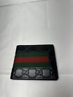 Authentic GUCCI Black Web GG Guccissima Embossed Leather Mens Wallet Italy