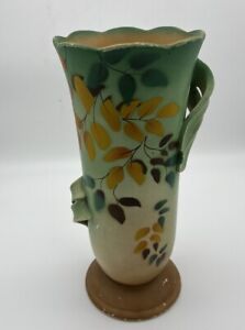 New Listing🧩Vintage Brentleigh Flaxton England Art Pottery Hand Painted Vase 9 3/4