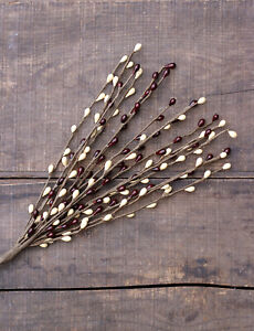Pip Berry Picks Set/2 Burgundy Ivory Artificial Floral Primitive Decor 18 inch