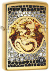 Zippo Lighter High Polished Brass with Ann Stokes Fusion Dragon Design
