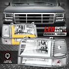 [Switchback L-LED DRL] For 92-96 Ford F150-F350 Bronco Headlights Chrome/Clear (For: 1996 Ford F-150)