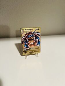 Blastoise VMAX Gold Metal Pokemon Fan Art Card