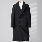 Men's Wool Blend Business Wear Trench Coat Winter Korean Woolen Long Overcoat