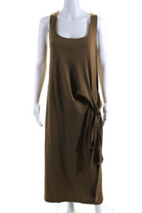 Vince Women's Cotton Sleeveless Tie Front Midi Sundress Brown Size XL