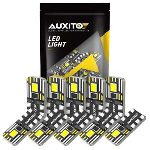 Auxito T10 168 194 LED License Plate Light Bulb Interior Bulbs White 6500K 10PCS