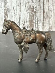 Vintage 3” Metal Horse Figure Copper Bronze Equestrian Statue
