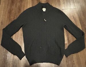 LL Bean Zip Up 100% Cashmere Sweater Full Zip Mock Neck Cardigan- Large