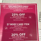 Bath And Body works Coupon Single Wick Candle, 25 And 20% Exp 5/12