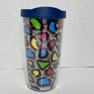 New ListingTervis Classic Tumbler Lepoard Multi Colored 16 oz Cup with Blue Lid