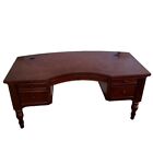 Executive Office Desk 5 Drawer Cherry Color Wood  66 Inch Length 31 Inch High