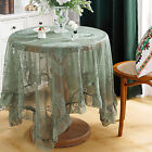 Green Vintage Embroidered Floral Lace Tablecloth Table Cover Wedding Party Decor