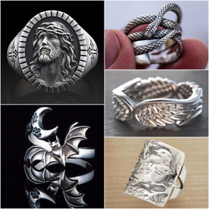 For Men/Women Gift Punk Party Jewelry Fashion 925 Silver Rings Sz 6-10