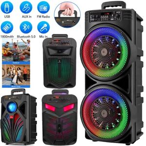 6000W Portable Bluetooth Speaker Sub woofer Heavy Bass Sound System Party + Mic