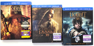 THE HOBBIT 3D TRILOGY 3D+Blu-ray+DVD+Rare Lenticular Slip Covers, 15-DISC BUNDLE