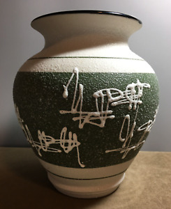 Vintage Stoneware Semi-Matte Green Glaze Ceramic Art Pottery Vase - 8.25