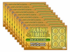10 Prank Gag Fake Joke Lottery Lotto Ticket Scratch Off Card 10,000 Winner