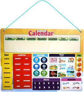 Magnetic Calendar for Kids, Day & Month Magnets, Educational Toy, Preschool L...