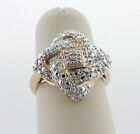 Gold Vermeil Sterling Silver 925 Diamond Cut Quilted Cluster Knot Layer Ring - 6