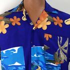 Waikiki Aloha Hawaiian Large Ukulele Guitar Floral Leaves Beach Blue Vintage