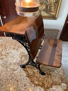Antique Restored Cast Iron & Wood Folding Student Desk Chair BUFFALO NY No #5