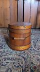 New ListingAntique Early Country Primitive Small Wood Firkin Bail Handle Sugar Bucket 7.75