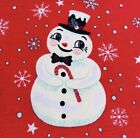Johanna Parker Christmas Retro Snowman Placemats Set of 4 Holiday Red 13x19 NEW