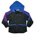 Vintage Reebok Jacket Mens M Black Nylon Hidden Hooded Windbreaker Full Zip 90s