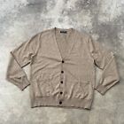 Kallspin Sweater Mens Size Large Tan Cardigan V Neck Button Front Cashmere Blend