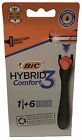 Bic HYBRID Comfort3   Razor Handle & 6 Blades