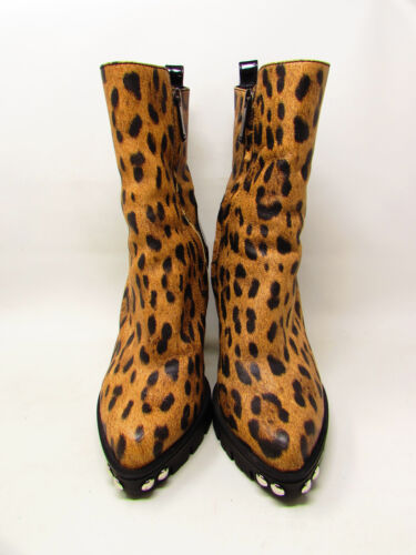 Baldinini Italy Leather Designer Leopard Boots Size 8 Eur 39