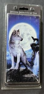 Anne Stokes Decorative Art Tile Wolves and Full Moon (Sealed)