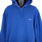 Vintage Nike Small Swoosh Sweatshirt Hoodie Mens Size 2XL Blue Y2K Gray Tag