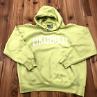 Vintage MV Sports Neon Green Okoboji Graphic Hooded Sweatshirt Adult Size L