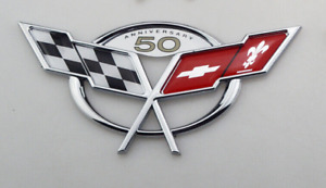 Car Rear Badge Trunk Emblem Crossed Flags Chrome For Chevy C5 Corvette 1997-2004 (For: Chevrolet)