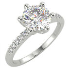 1.22 Ct Round Cut VVS2/E Solitaire Pave Diamond Engagement Ring 14K White Gold
