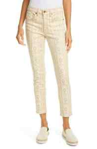 Nili Lotan Crop Skinny Jeans in Khaki Print  -  Size 25 NWT $350