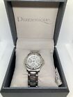 New Boxed Diamonique Silvertone Shiny Jeweled Stainless Steel Watch, 8”