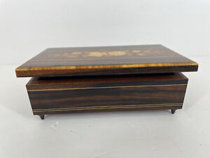 New ListingVintage Inlay Wood Italy Reuge Music Box Trinket Jewelry Feelings Song Theme