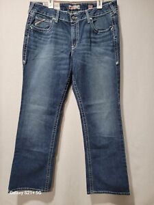 Ariat womens jeans boot cut denim pants entwined blue 34x35 FR durastretch