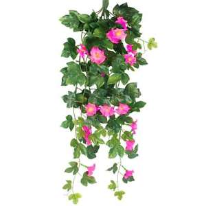 Artificial Fake Hanging Plants Morning Glory Flowers Vine In/Outdoor Home Decor