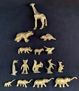 Lot of 15 NOS Vintage Miniature Brass Animal Figurine Collection, Made in India
