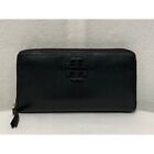 Tory Burch Zip Around Continental Accordion Pebbled Leather Wallet Black
