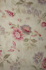 Antique French faded floral small curtain panel c1900 LOVELY pink purple flowers