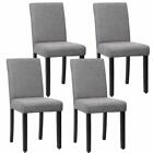 New Set of 4 Grey Elegant Design Modern Fabric Upholstered Dining Chairs