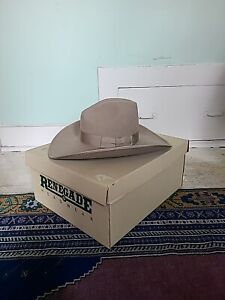 Vintage Renegade Headwear Cowboy  Taupe Tan Hat Western Fur Blend Felt XX W/box