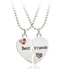 NEW BEST FRIEND Love Heart Color Rhinestone Pendants 2 Necklace BFF Friendship