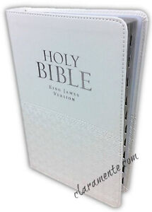 KJV King James Gift Edition Bible white leathertouch with thumb index