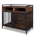 Large Dog Crate Wooden Kennel Heavy Duty Cage with Tray End Table Pet Furniture