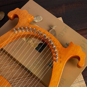 Vintage 16 Strings Lyre Harp Set Mahogany Body String Instrument for Beginners