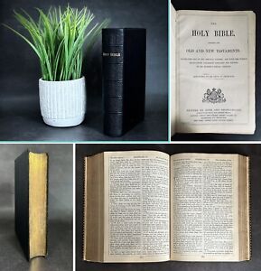 Antique Holy Bible Old & New Testaments Bonded Leather Book Eyre & Spotiswoode